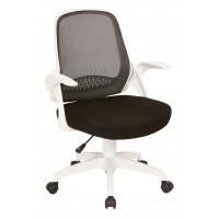 OSP Home Furnishings JKN26-W3M Jackson Office Chair with Black Mesh and White Frame including Flip Arms
